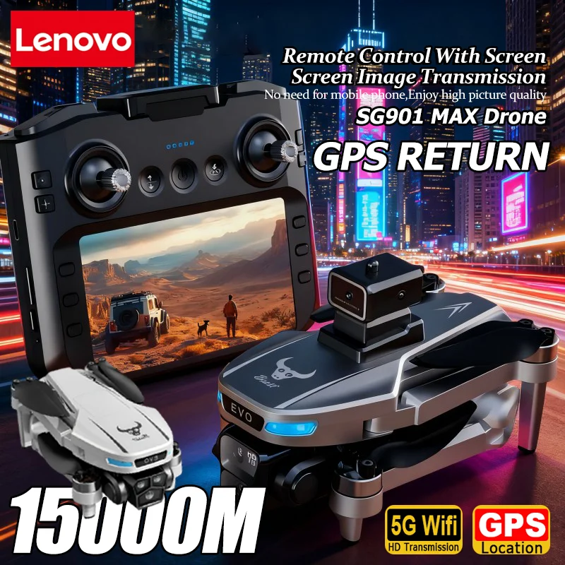 Фото Дрон Lenovo SG901 MAX GPS, профессиональный, 8K, для аэрофотосъемки, с функцией обхода препятствий, большим экраном на пульте управления, складной, с бесщеточными двигателями №1