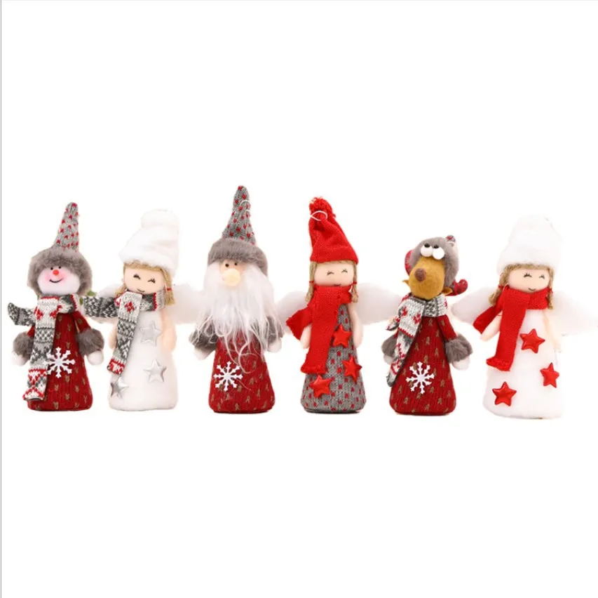 

Christmas Decoration Plush Toys Cute Santa Claus Snowman Angel Xmas Tree Chainkey Hanging Pendant Doll For Home Festival Props
