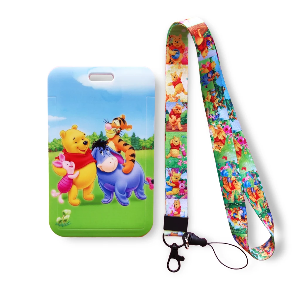 

Disney Winnie Bear Boys Sliding Card Case Lanyard ID Badge Holder Bus Pass Case Cover Bank Credit Card Holder