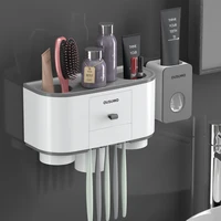 toothbrush holder new automatic auto toothpaste dispenser magnetically mounted wall mount toothbrush squeezer cup storage rack