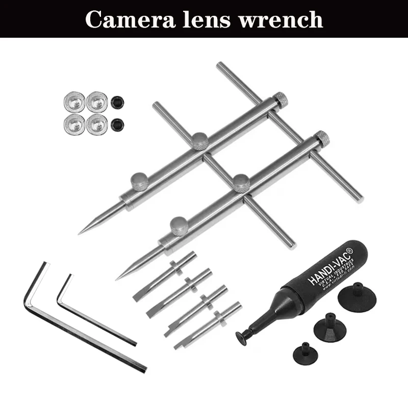 Camera Lens Openning Repairing Tool Kit 10-100mm Lens Repair Set with 3 Tips 6 Screws 2 Hexagon Wrench for DSLR Camera