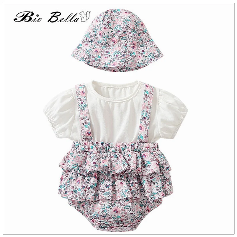 

2022 Summer Baby Girls Romper 100% Cotton Hat Tutu Lace Princess Girls Summer Birthday Christmas Girl Infant Dresses Costumes