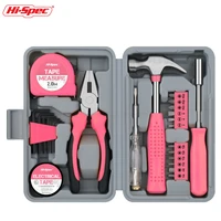 hi spec home tool box set household pink multi function hand repairing tool kit hammer plier screw tape measure home tool