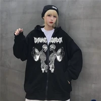 y2kpunk jackets coats harajuku hoodies women autumn winter hip hop zipper pocket print aesthetic hooded sweatshirts female goth