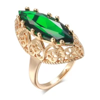 2022 new 585 rose gold ethnic bride wedding ring vintage jewelry trend daily unique hollow green natural zircon women rings