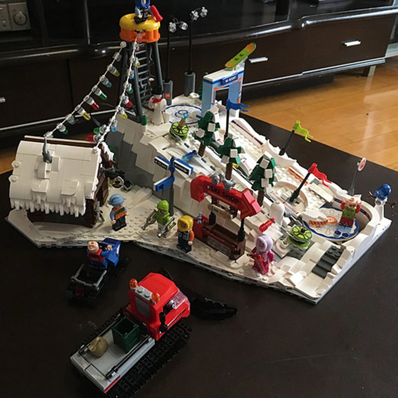 Снежный мир спорт лыжный курорт модель города улица вид магазин Электрический