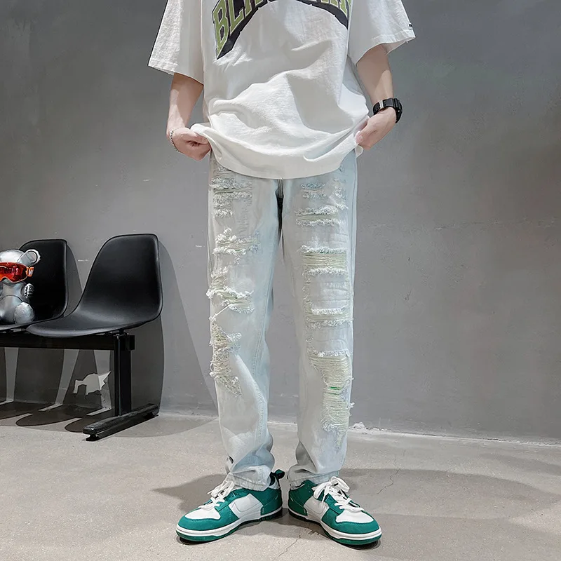 Men's Clothing Men's Jeans Hip Hop Slim Ripped Jeans Men's Clothing Y2k Clothing Korean Fashion Streetwear Jeans Aesthetics