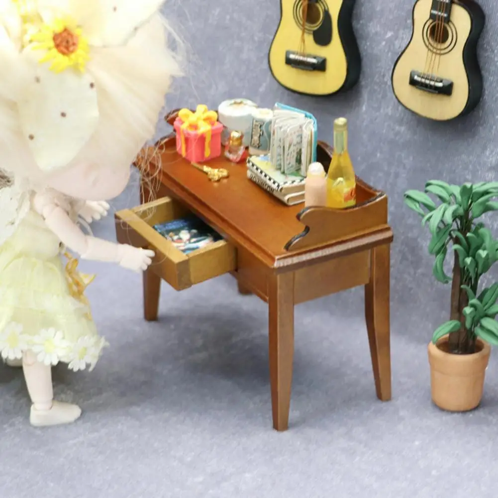 

Vivid Table Model Highly Simulated DIY Function Desk Doll Premium Texture Dollhouse Wood Table