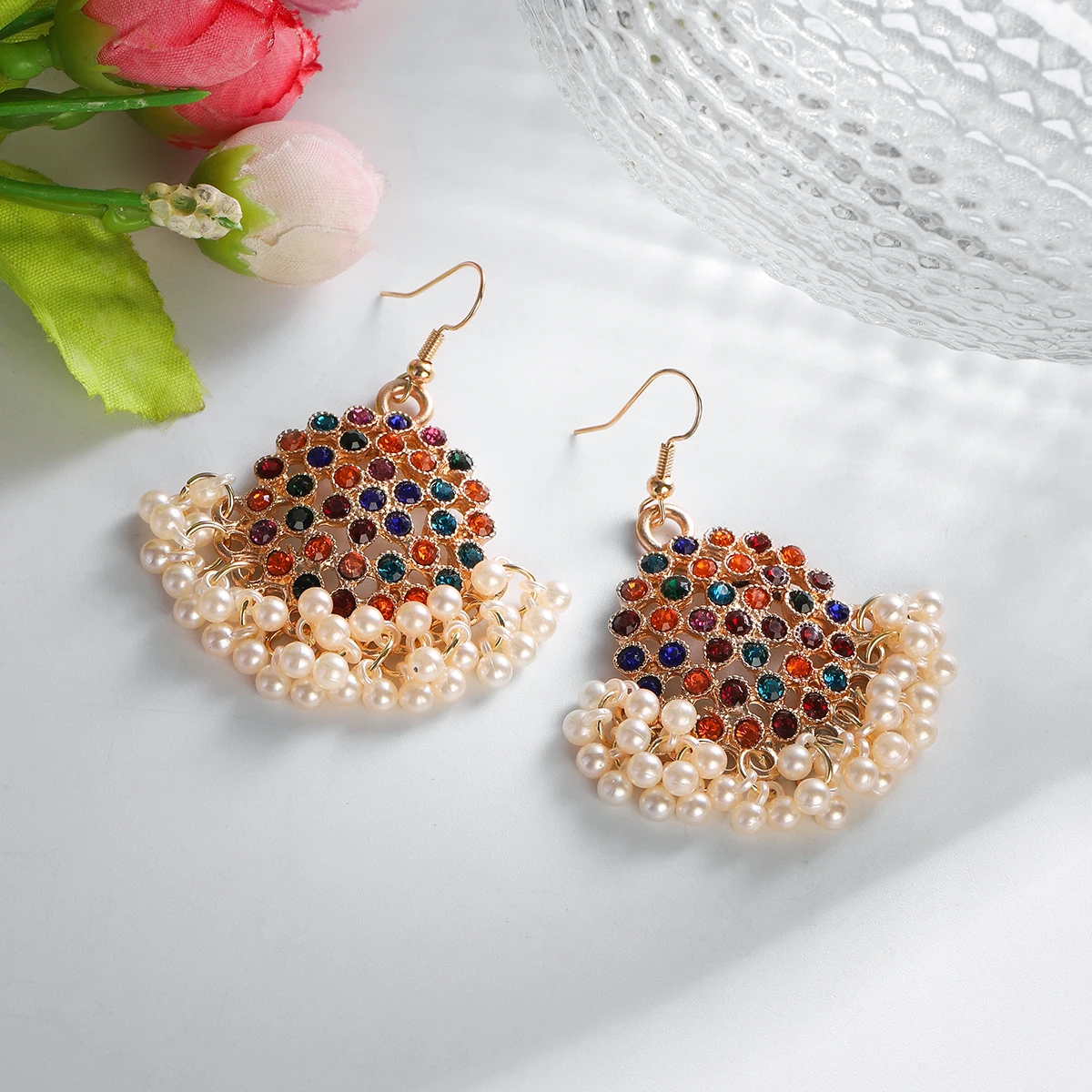 Роскошные круглые висячие серьги индийские бриллиантовые Jhumka Свадебные