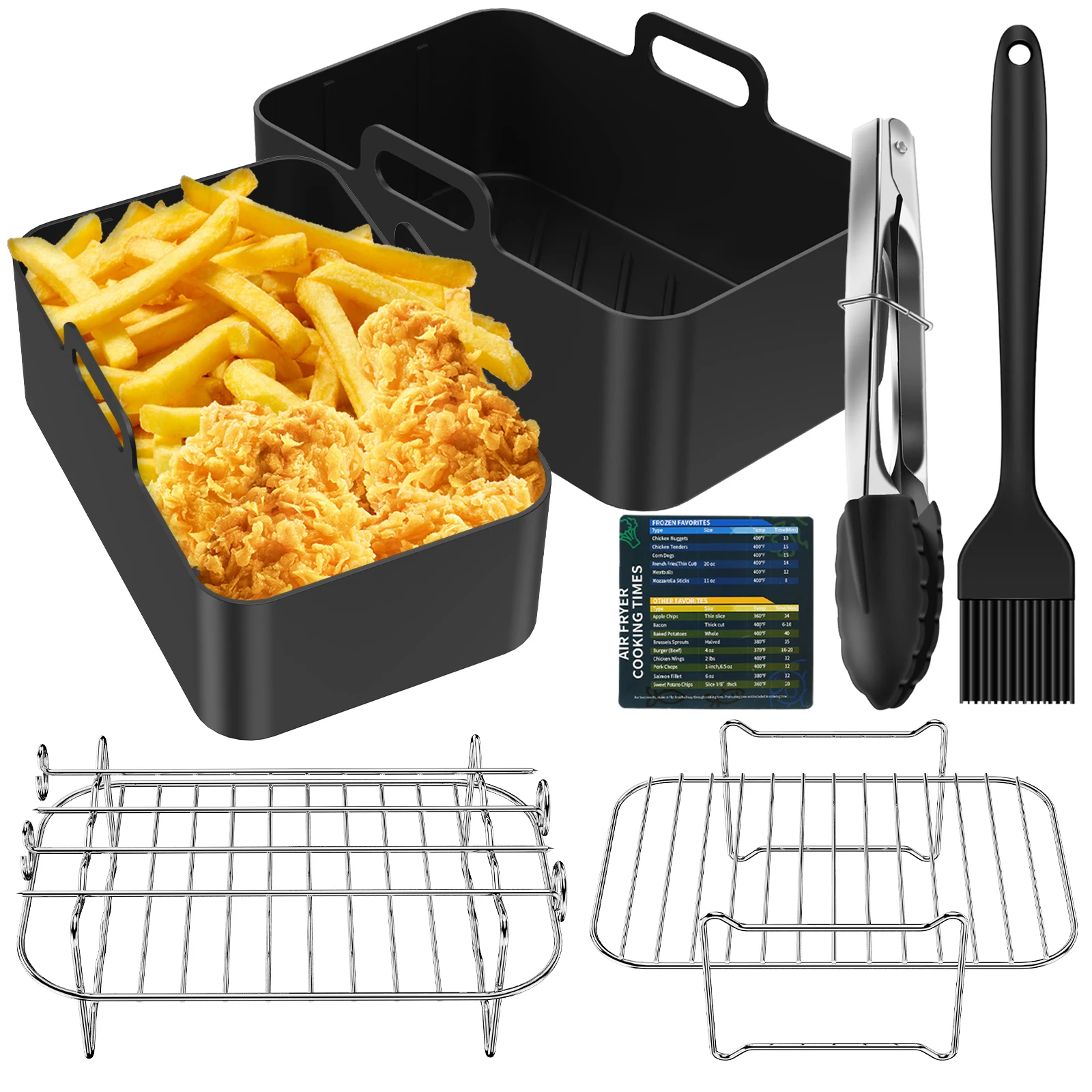 

Набор аксессуаров для фритюрницы, гибкая антипригарная подставка из нержавеющей стали с силиконовой вставкой, 7 шт.