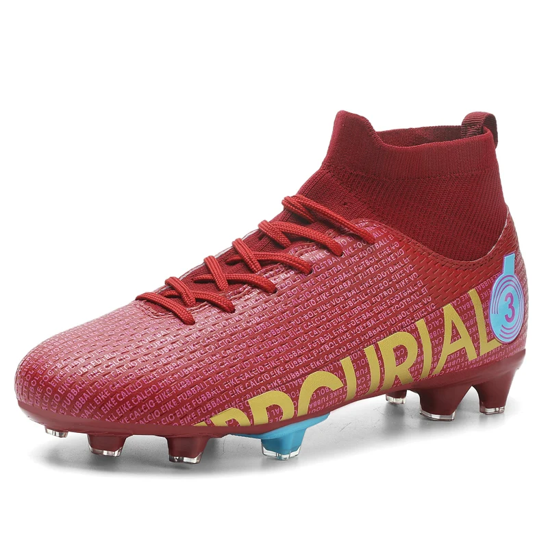 Adult Professional FG/TF Football Shoes Anti slip Football Shoes Preschool High Ankle Anti slip Nail Grass Soccer Cleat 31-48