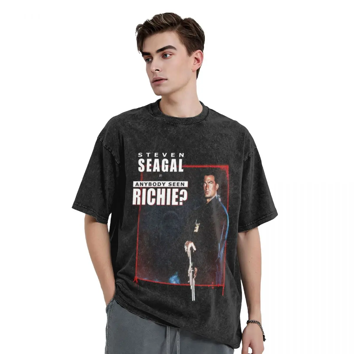 Для справедливости-кто-то видел Ричи? Мужская футболка оверсайз черная с