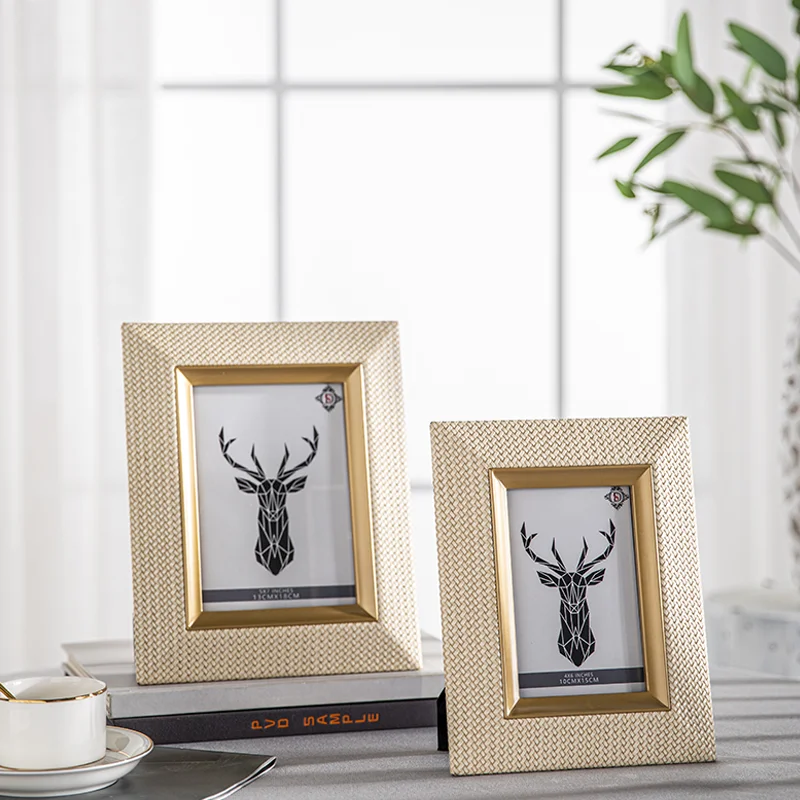 

Modern Light Luxury and Simple Leather Photo Frame Set Creative Desktop Wedding Photo 6 "8" Photo Frame Sample Room Decoration