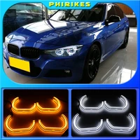 for bmw e46 325i 325xi 330i 330xi with hid headlights 1999 2005 crystal dtm style led angel eyes light white and yellow turn