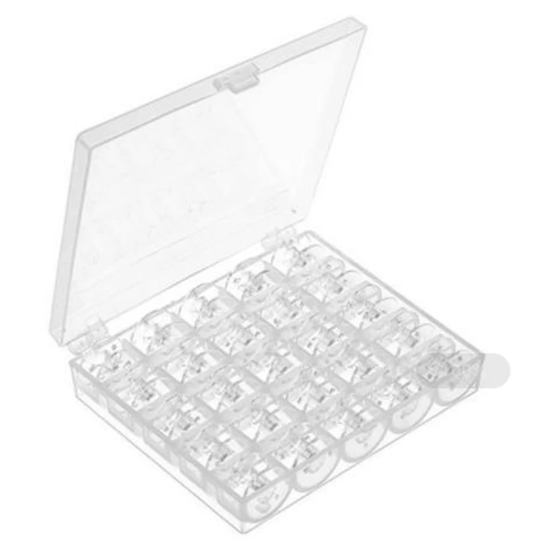 

125 Pieces Clear Plastic Sewing Machine Bobbins with 5 Storage Case for Brother Singer Babylock Janome Kenmore