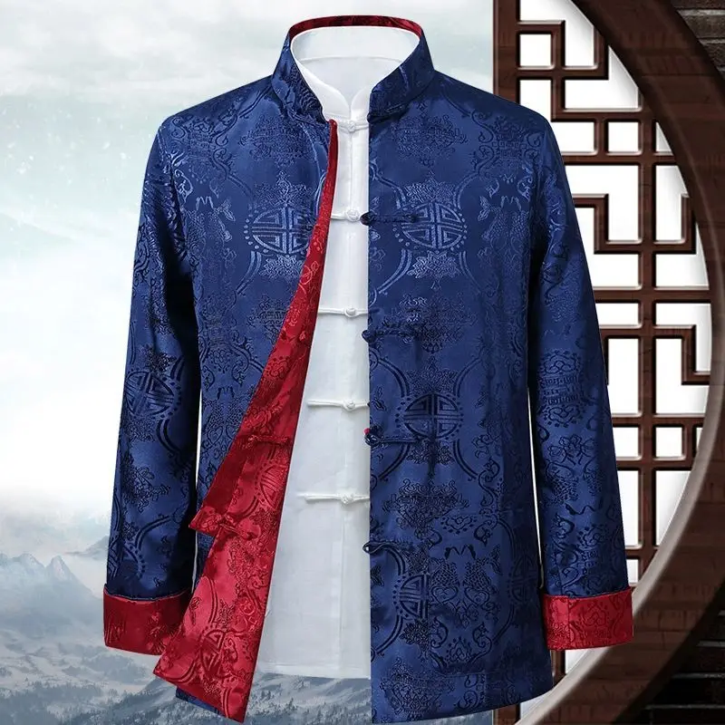

Костюм Тан, традиционная китайская одежда, винтажный стиль, мужская мода с длинным рукавом, весна-осень, костюм Тан, одежда, куртка для мужчин