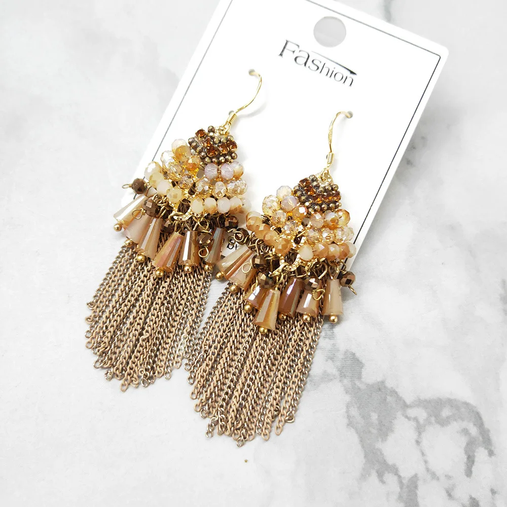 Серьги ручной работы в богемном стиле женские характерные массивные этническом