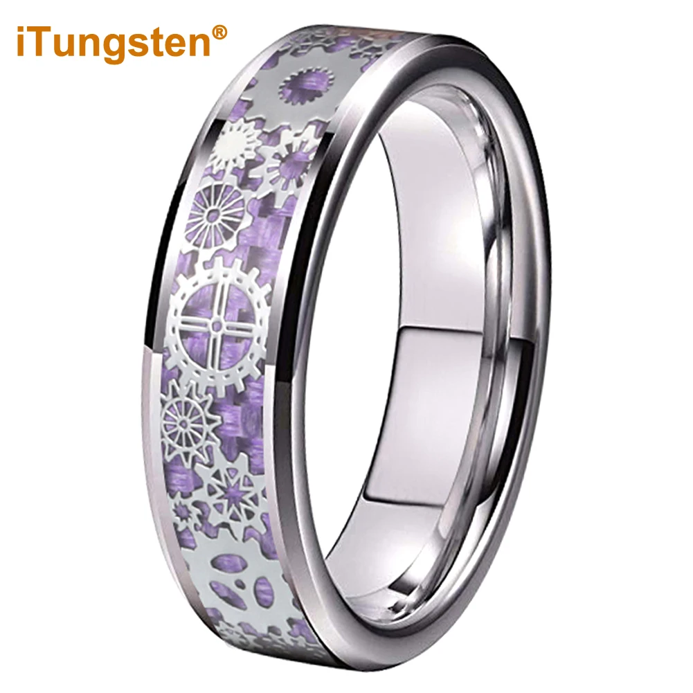 I Tungsten 8 мм для мужчин и женщин обручальное кольцо из карбида вольфрама с зубчатым