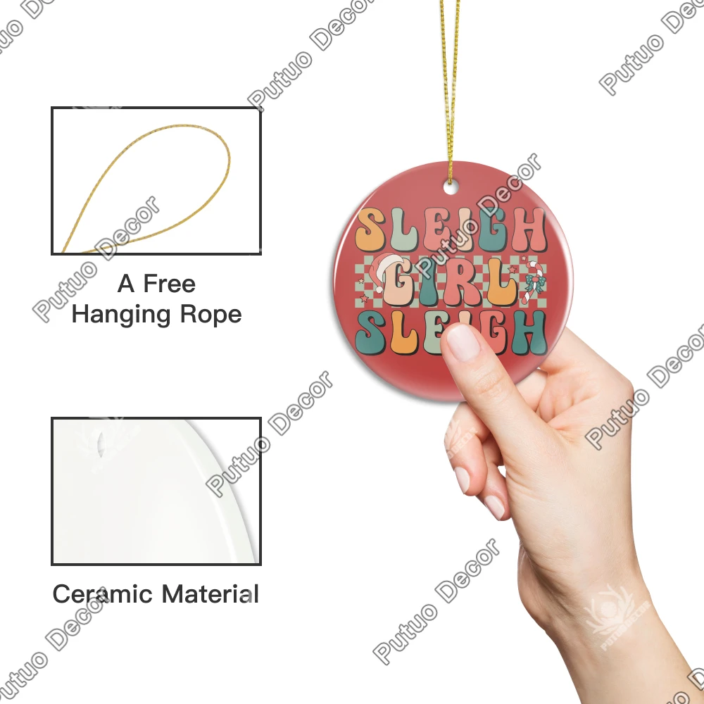 Декор Putuo 1 шт. Санта Клаус сани керамический подвесной знак фарфоровое настенное