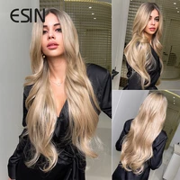 esin synthetic long blonde lace front wig long blonde curly wigs for women natural glueless wigs for daily use