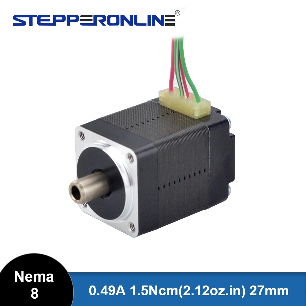 

Шаговый двигатель с двумя валами Nema 8, 1,5 Нм (2,12 унции), 0,49 А, полый вал, прямой, 4 ведущих шаговый двигатель