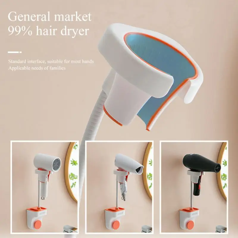 

Bathroom Hairdryer Holder Wall Mounted Hair Dryer Holder ABS Bathroom Shelf Storage Rack Home Organizer For Hairdryer Wall Shelf
