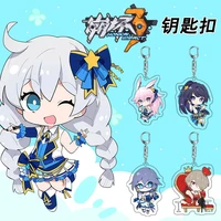 honkai impact game character new key chains anime acrylic double sided key rings cute bag pendant decor toys fans gift hot sale