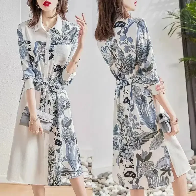 Женское платье-миди с длинным рукавом цельнокроеное платье в стиле Харадзюку