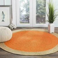 jute round rug orange 100 natural jute style rug reversible braided modern look living room floor decoration