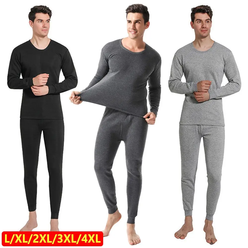 

Soft Warm Fleece Lined Top & Bottom Set Men's Long Johns Set Men's Thermal Underwear Set Thermal Underwear for Men