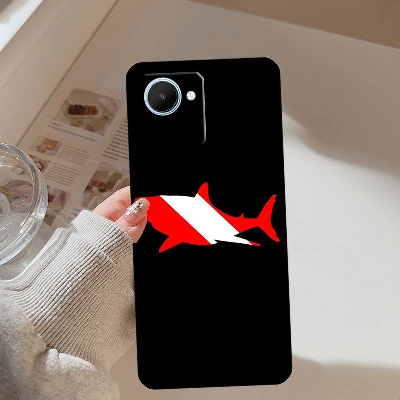 Dive Scuba Diver Shark Diving Flag для Realme 13 12 10 11 14 Pro Plus GT 6T 6 5 GT7 C61 C55 C53 C51 C21Y C25S C75 C67 Чехол