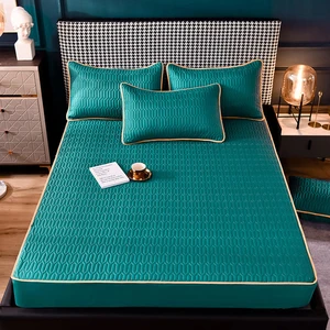 King Queen Quilted Bed Fitted Bed Sheet Anti-Bacteria Mattress Topper Air-Permeable Bed Pad Thicken Quilted Mattress Cover