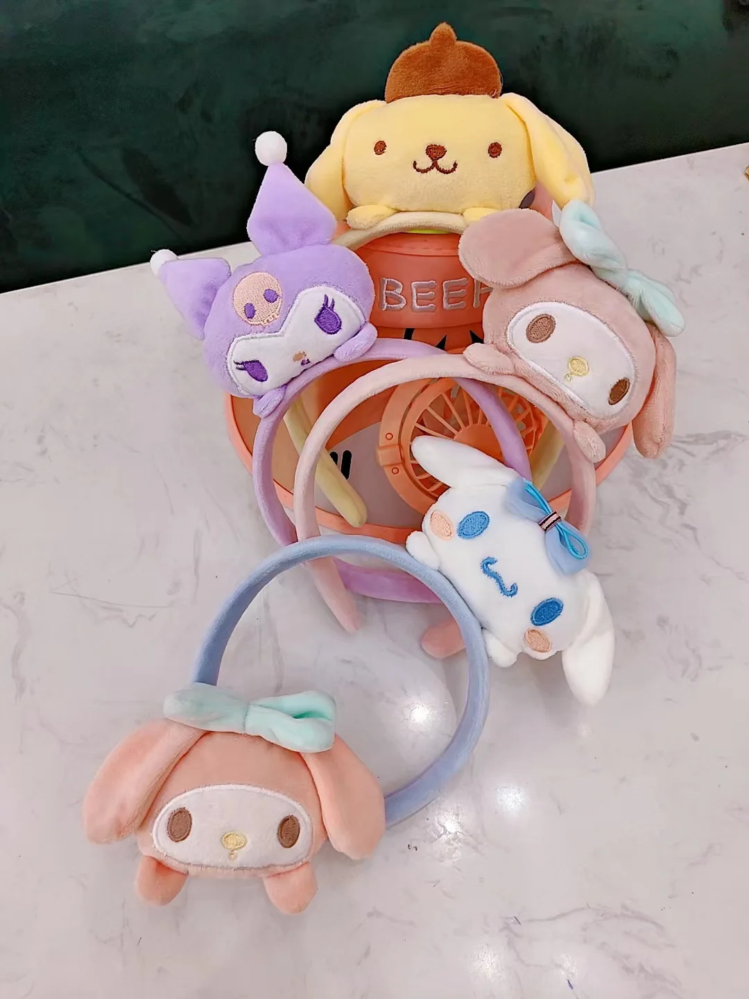 

Sanrio Kawaii Anime Character HelloKitty Kuromi Mymelody Cinnamoroll Pompom Purin Cartoon Headband Girly Heart Plush Headgear