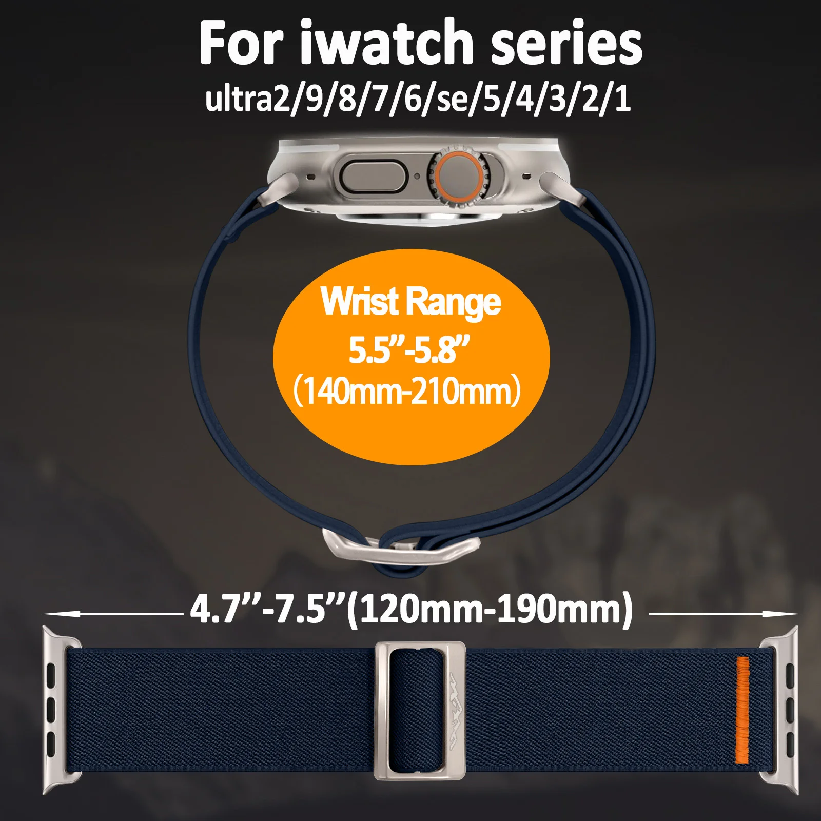 Ремешок нейлоновый для Apple Watch ultra 2 Band браслет с титановой пряжкой iwatch Series 9 3 6 7 8 se 49