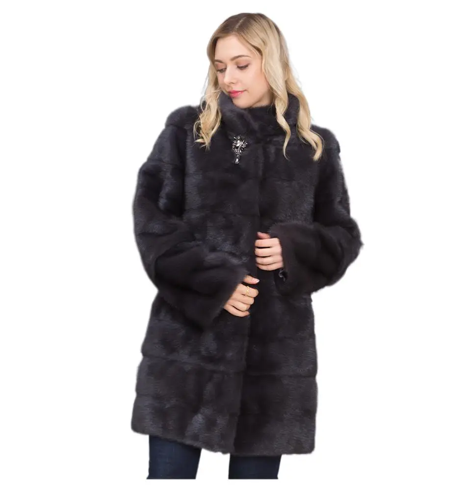 Natural Warm Fur Coat Detachable Winter Women Long Mink Fur Overcoat Female Genuine Leather Jackets New Oversize Thick Outerwear enlarge