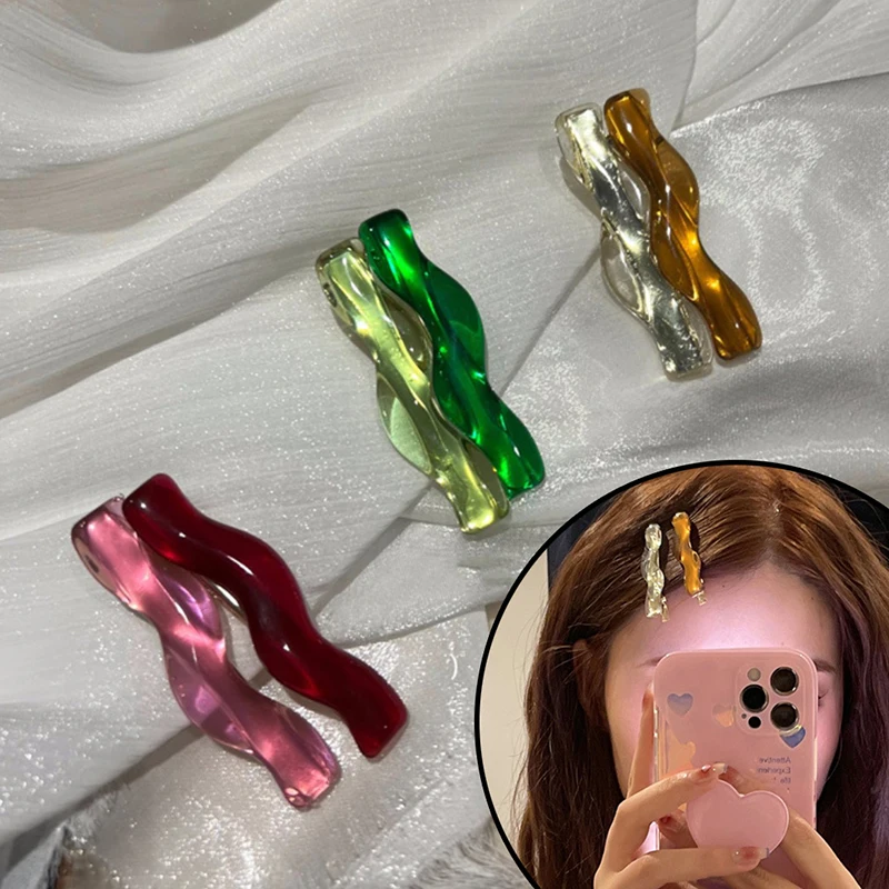 

Geometric Acrylic Barrettes Duckbill Clip One Word Hairpins Transparent Wave Shape Side Bangs Hair Clip Simple Hair Accessories