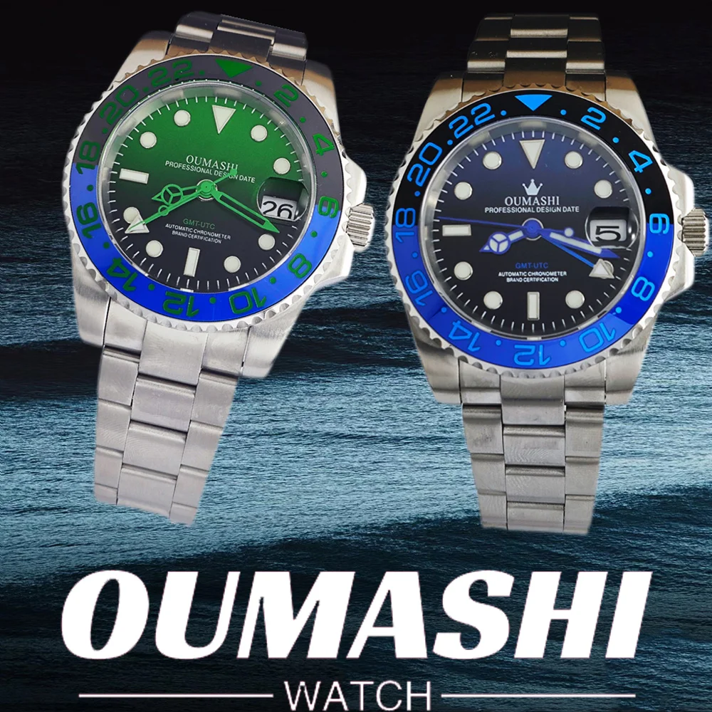 Часы для дайвинга 40 мм новые мужские механические часы GMT NH34 автоматические с