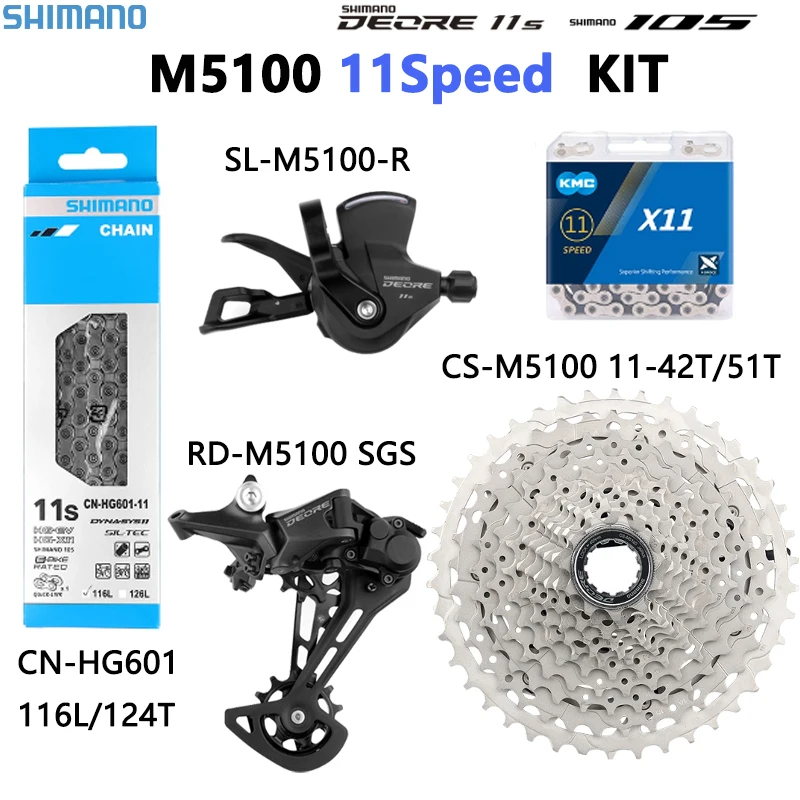 

Переключатель передач Shimano Deore M5100, Звездный переключатель передач X11HG601, цепь 11 в, для горных велосипедов, модель 42T 51T K7 11