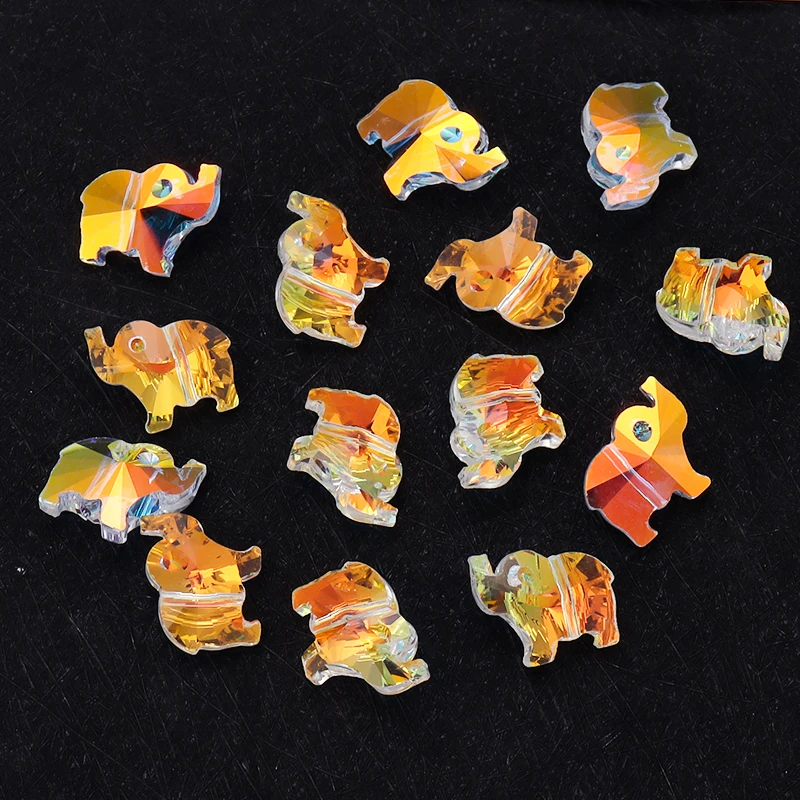 

10Pcs Rainbow Color Crystal Small Elephant Charms13*15mm Fit Jewelry Necklaces Animal Pendant Charms Makings Wholesale