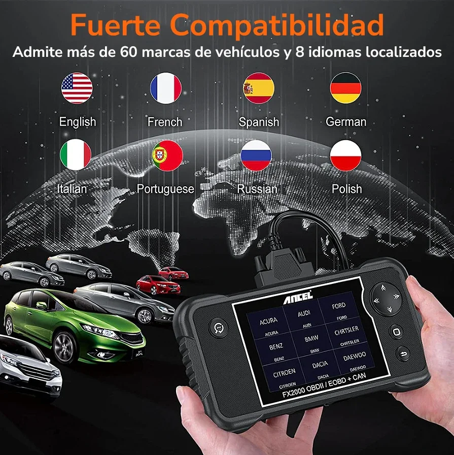 ANCEL FX2000 Автомобильный сканер ABS SRS Подушка безопасности OBDII Сканер