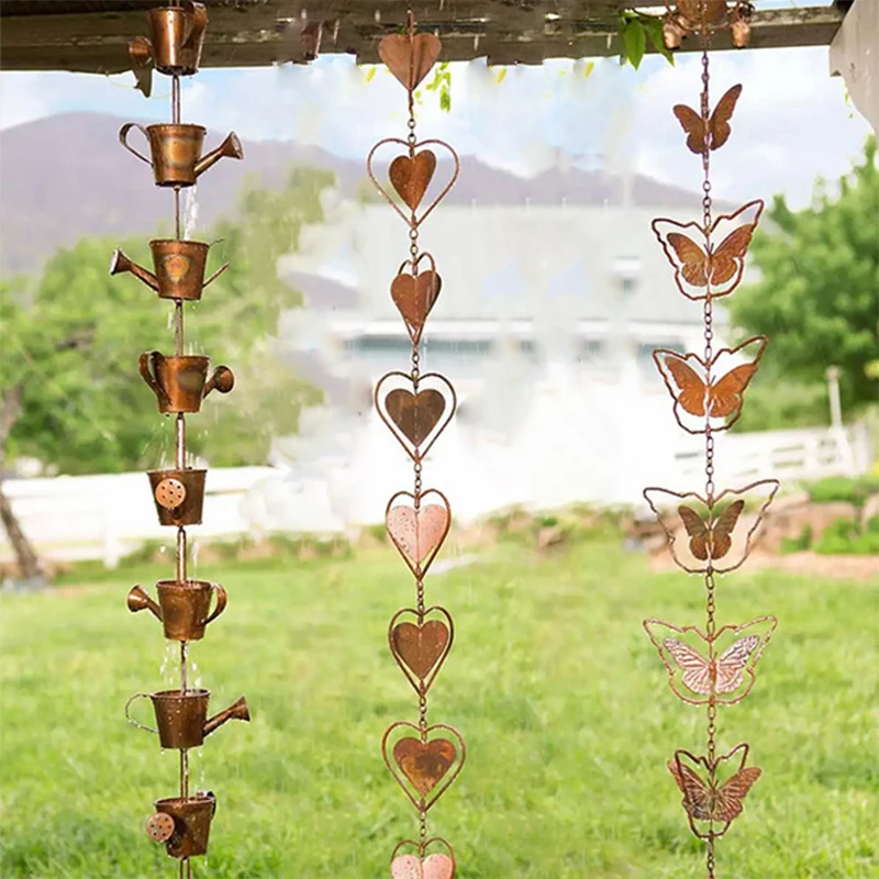 

Steel Leaf Rain Chain Metal Outdoor Wind Chimes Decorative Butterfly Wind Chimes Rain Chain for Mom Garden Wind Chimes Decor
