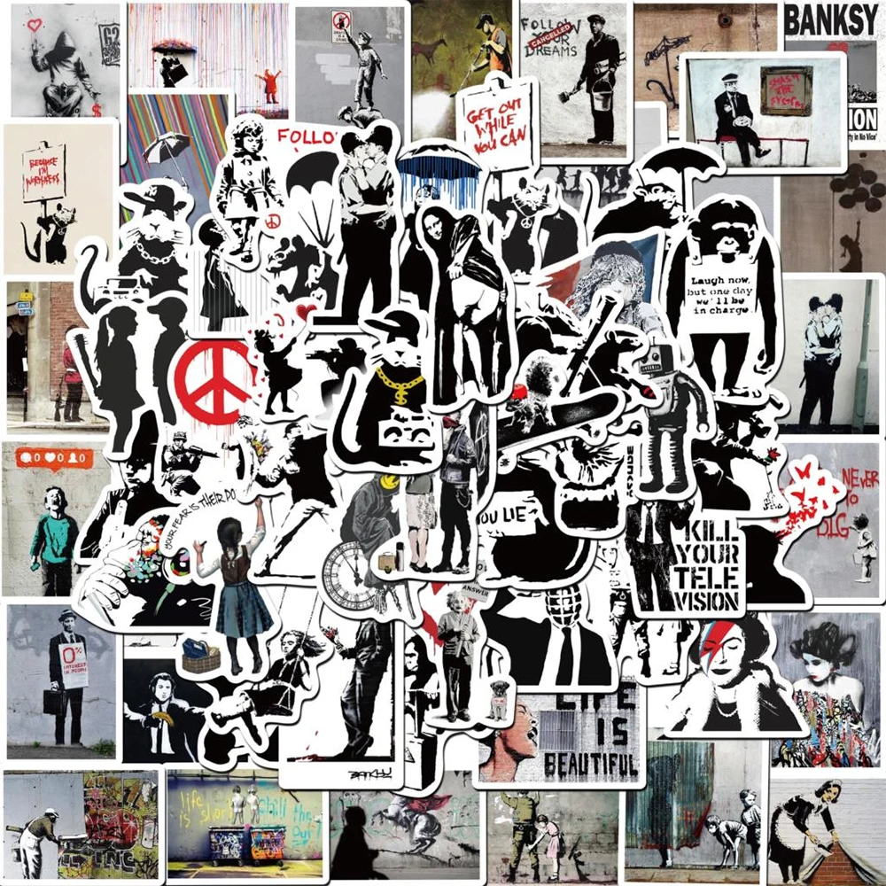 

10/25/50Pcs Banksy Art Graffiti Stickers for DIY Luggage Laptop Skateboard Motorcycle Wall Bicycle Funny for Decals Stickers