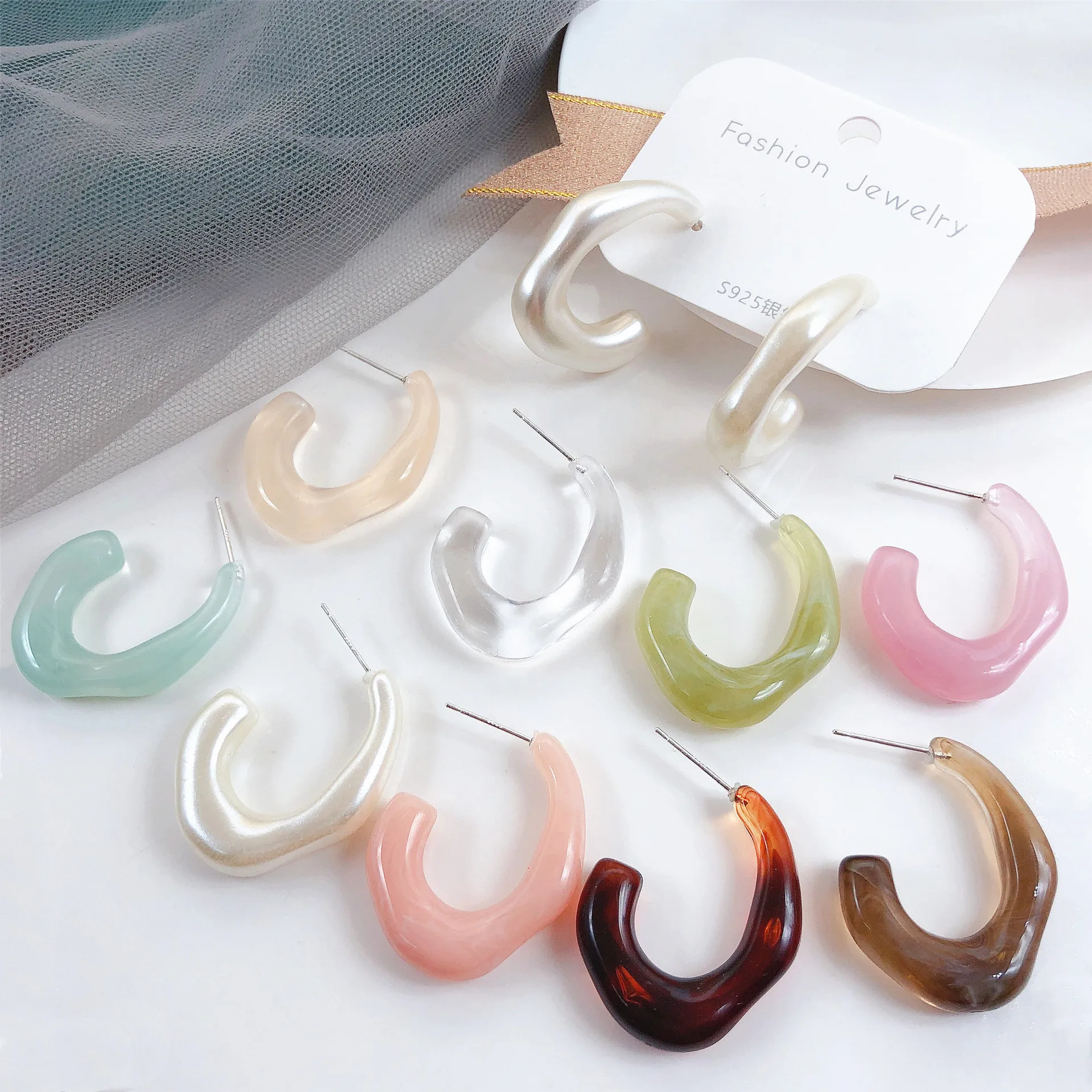 

Korean Fashion Earrings For Women Simple Summer C Type Half Round Earrings brincos серьги 2022 тренд новинка party jewelry