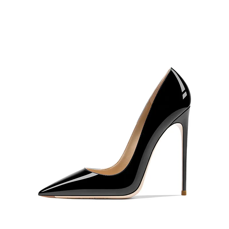 Женские офисные туфли на высоком каблуке 12 см с острым носком