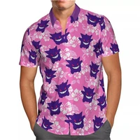 red cartoon anime 3d print beach hawaiian shirt summer short sleeve shirt streetwear oversized chemise homme camisa masculina