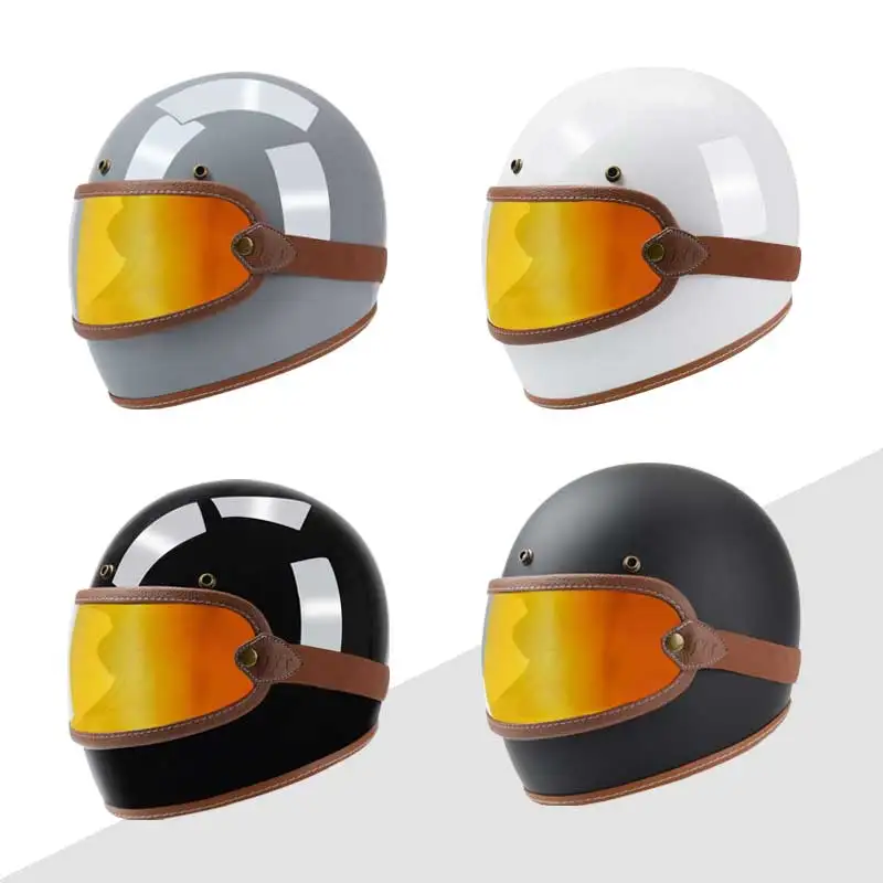 Плоский черный мотоциклетный шлем KEAZ на все лицо с цветным козырьком