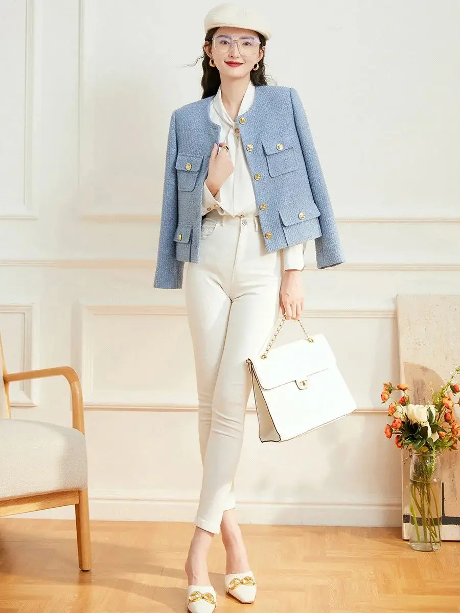 Женская куртка с круглым вырезом LOUIS YAO Элегантная Модная свободная офисная