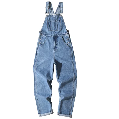 Синие мужские подтяжки свободные прямые рабочие брюки унисекс цельные подтяжки для инструментов брюки мужской джинсовый комбинезон