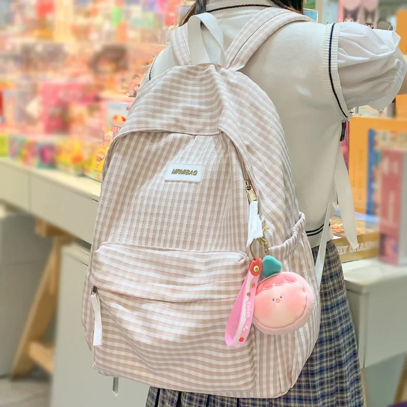 

Lady Cute Laptop Plaid Fashion Teen Female Travel Book Bag Student Trendy Women Lattice College Backpack Girl Leisure School Bag