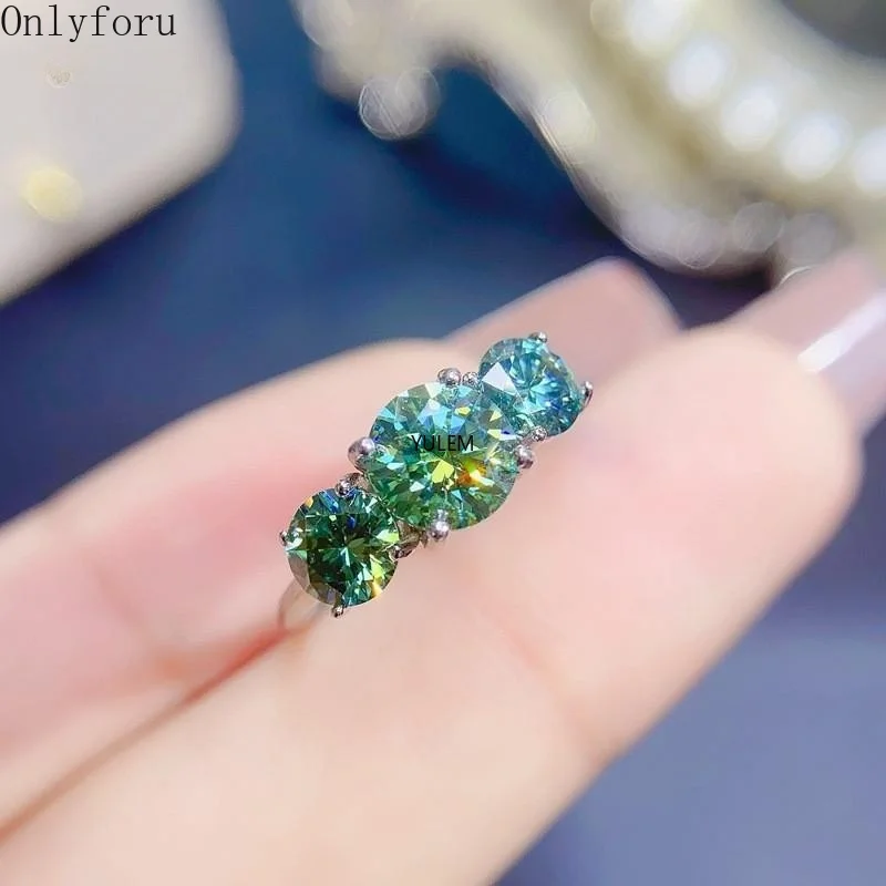 

YULEM Green Moissanite Band Ring 6.5mm+5mm Silver 925 Engagement Wedding Band Rings for Women Bridal Party Jewelry